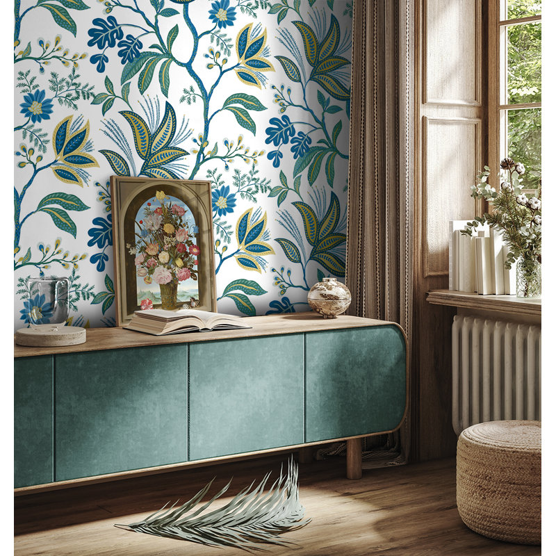 Rouleau de fleurs Addiston, Bleu / vert / or / blanc
