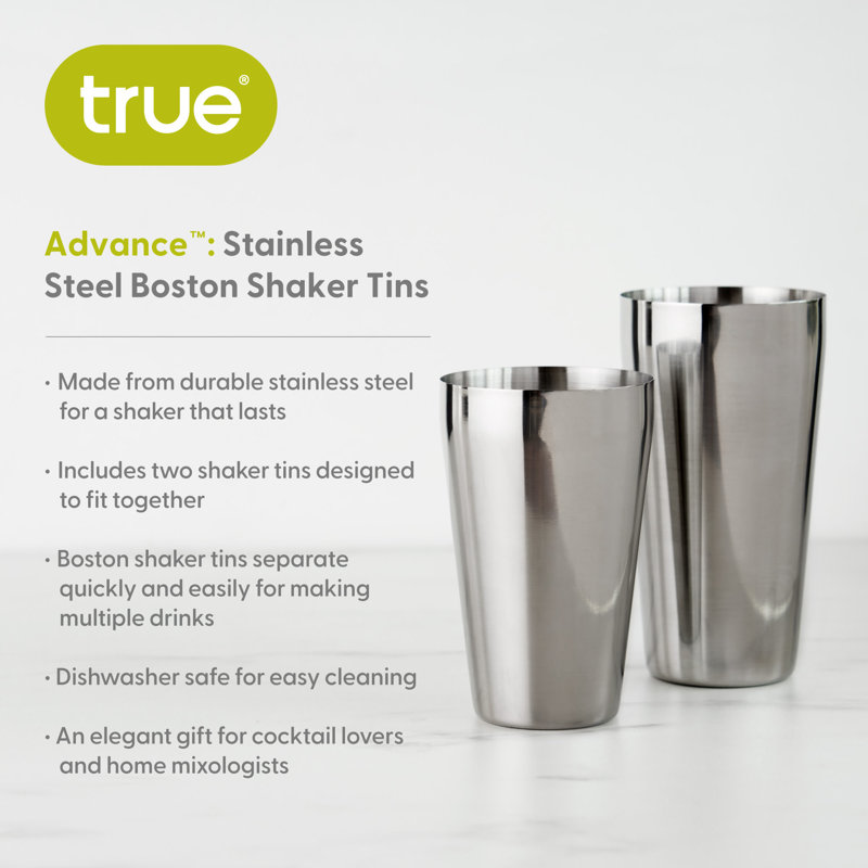 Stainless Steel Boston Cocktail Shaker Set, 18oz & 25oz