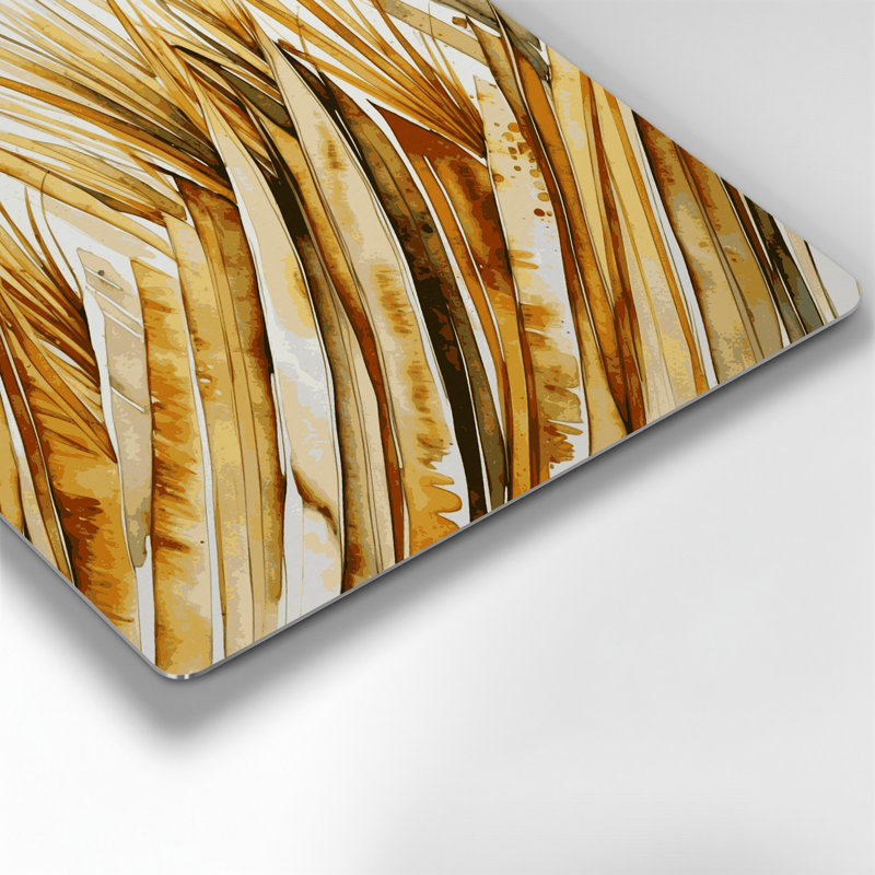 Art mural en métal beige, jupes hawaïennes, H 32 po x l 32 po