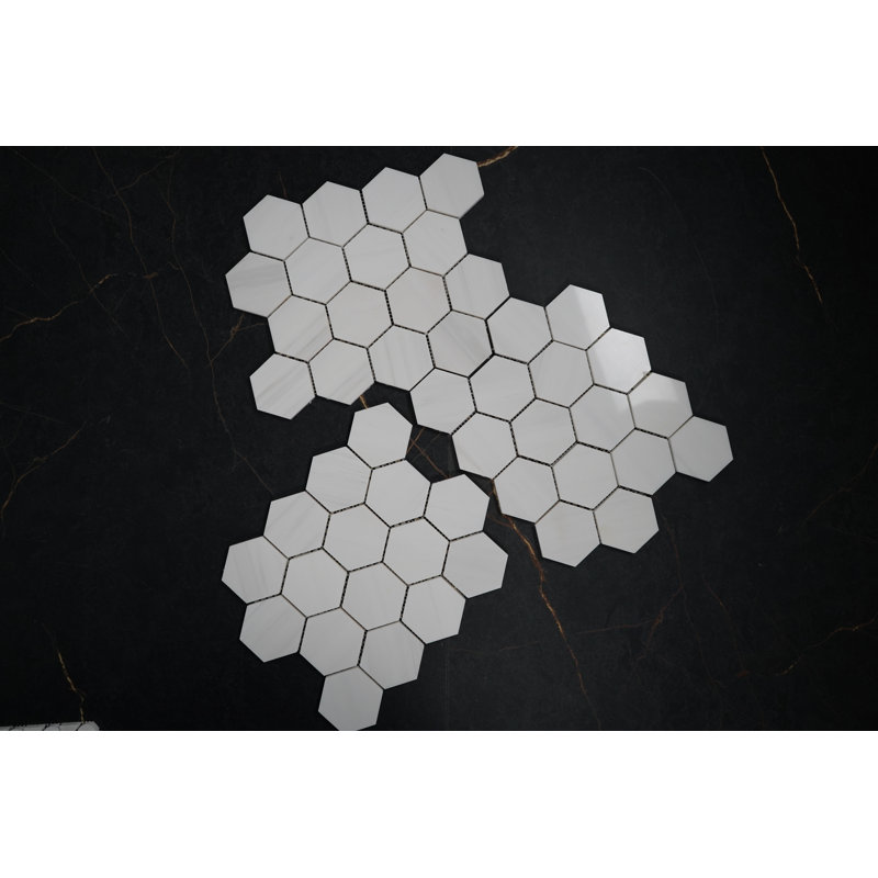 Hexagone brillant 3 po Bianco dolomite