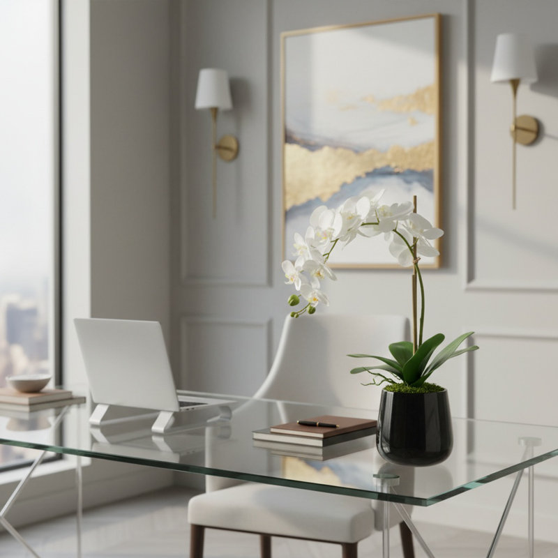 Polysilk Orchid Arrangement in Vase
