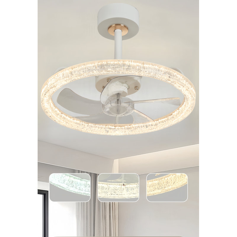 19.69" Crystal Ceiling Fan With Light  And Remote Control
