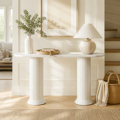Console de 62,99 pouces de conception moderne avec pieds de style romain, table d'entrée en bois aggloméré avec vestibule en bois pour le salon, le couloir