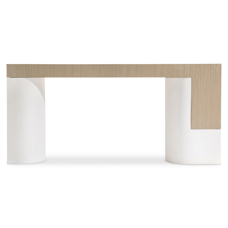 Transitional Modulum 64'' Brown and White Wood-Stone Console Table