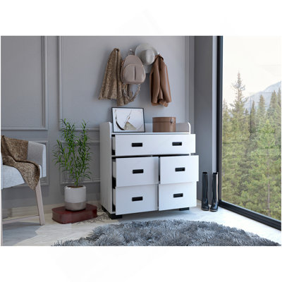 Commode 5 tiroirs Edgemont - blanc