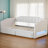 Adjustable Linen Upholstered Daybed With Twin XL Expansion, Storage Drawers & LED Features-1965659298