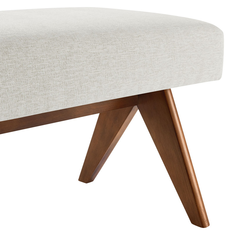 Lyra Fabric Upholstered Bench, 18.50"H x 63"W x 18"D, Ivory