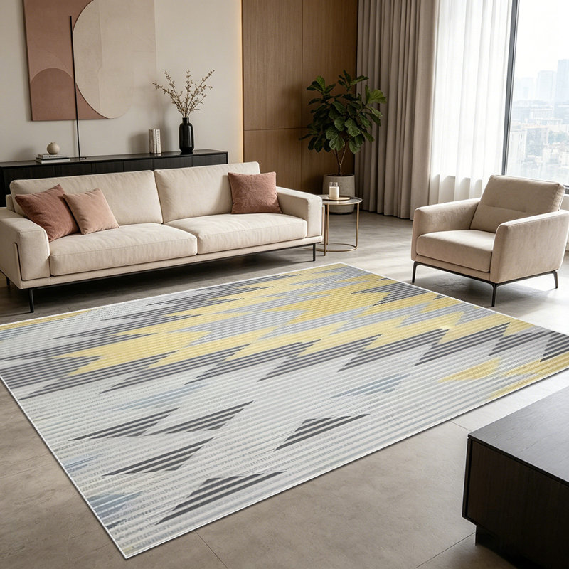 1PC Neutral Chevron Zigzag Stripe area rugs for Living Room, Soft and Comfortable, Suitable for all seasons, easy-to-maintain, machine washable Indoor floor mat, Under Table Farmhouse style suitable for dining room, bedroom, entryway, patio, porch,
