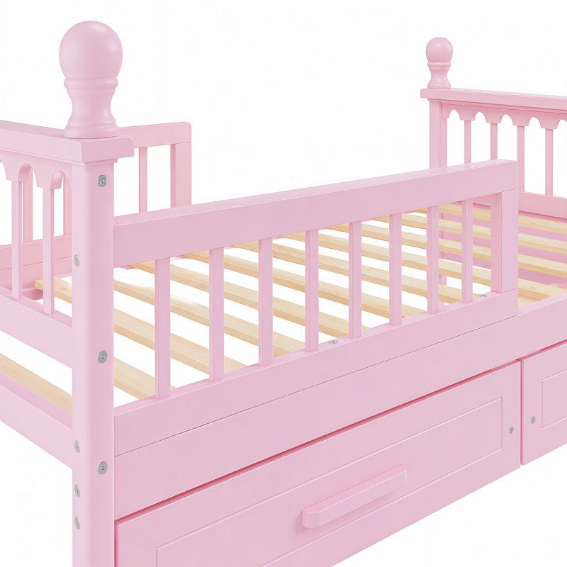 Lit plateforme pour enfant Sawyer, Lit simple, Rose