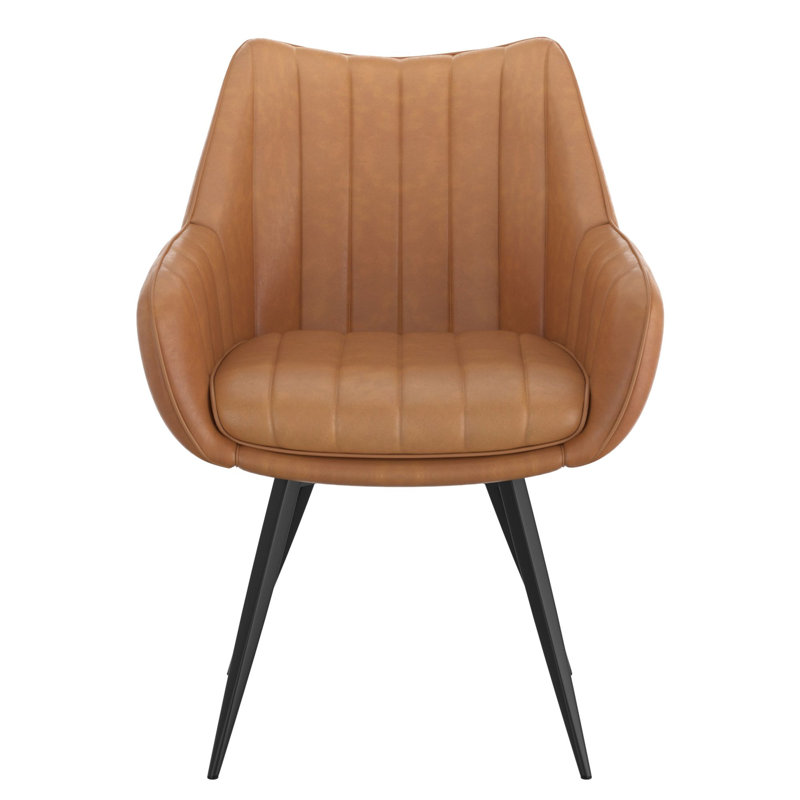 Chaise de salle à manger et d'appoint pivotante Athenea, ensemble de 2, en brun clair et noir, Chameau