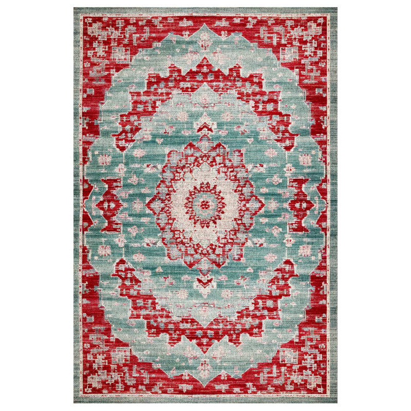 Motto Blue Oriental Machine Printed Cotton Polyester Area Rug, Runner 2'8" x 8'3"