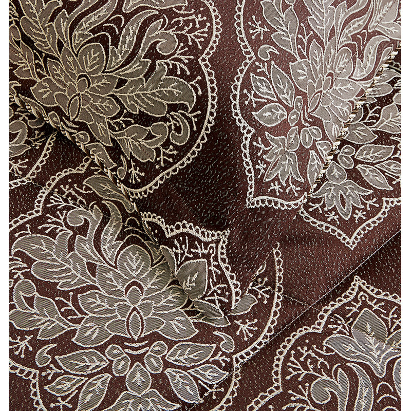 Bridal Jacquard Bedspread With Pillow Sham Set, Floral Printed Coverlet, Decorative Luxury All-Season Bedding, Brown Floral