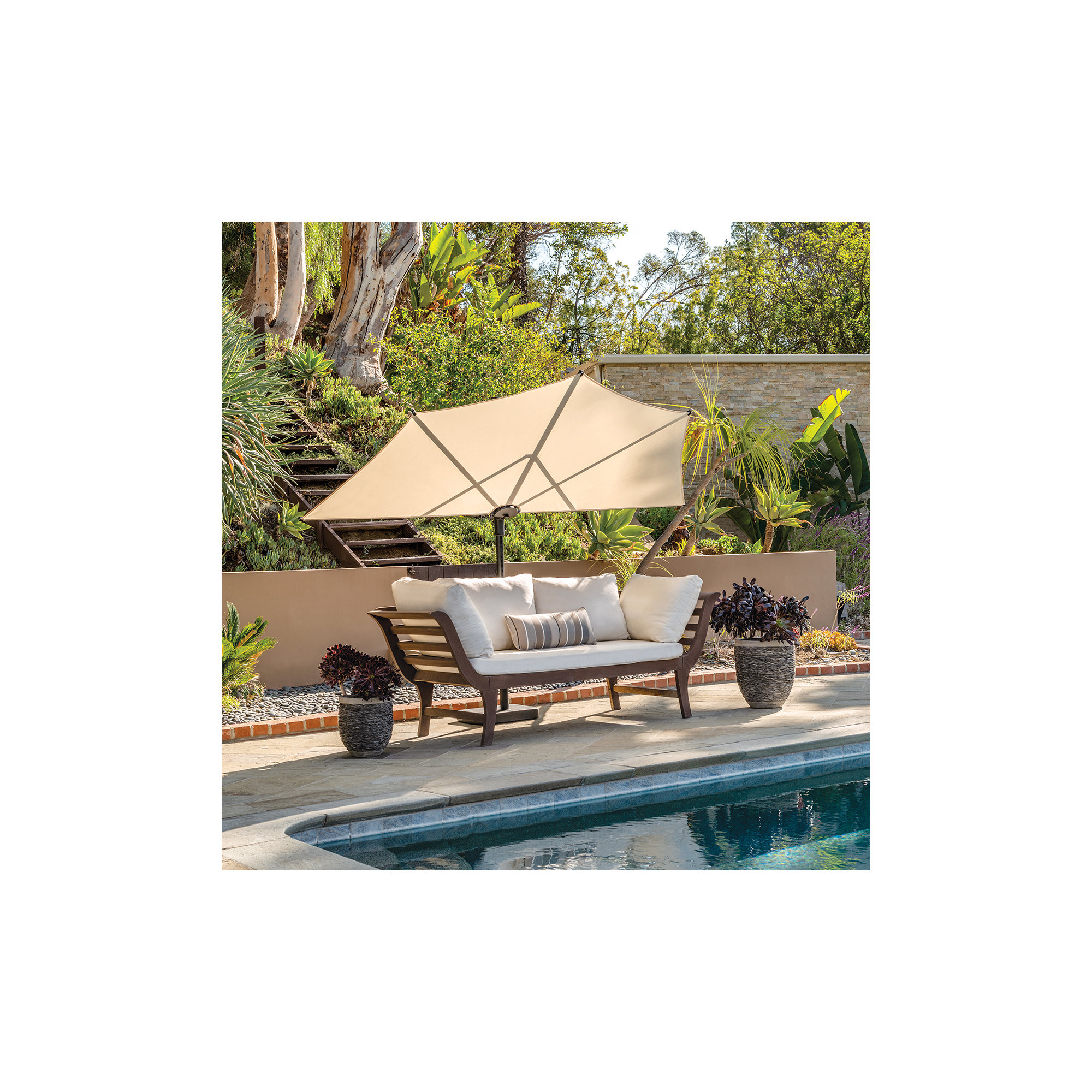 Ellen 57" Market Umbrella, Antique Beige Sunbrella® Canvas