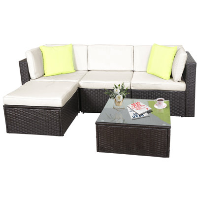 5 Pieces Patio Furniture Sets All Weather Outdoor Sectional Patio Sofa -  Ebern Designs, FF719B2EB4F949A880769F4875BDDE18