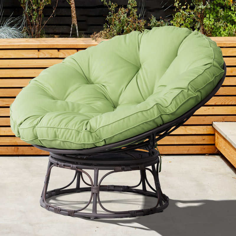 Upholstered Papasan Chair, Green Polyester Blend