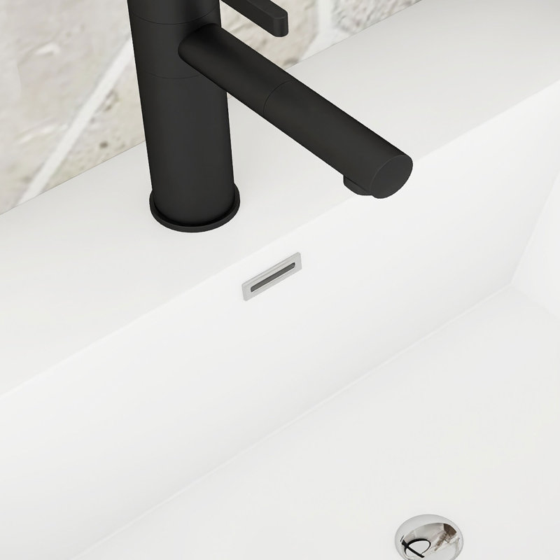 Free Standing Single Bathroom Vanity with Resin Top, Light Oak