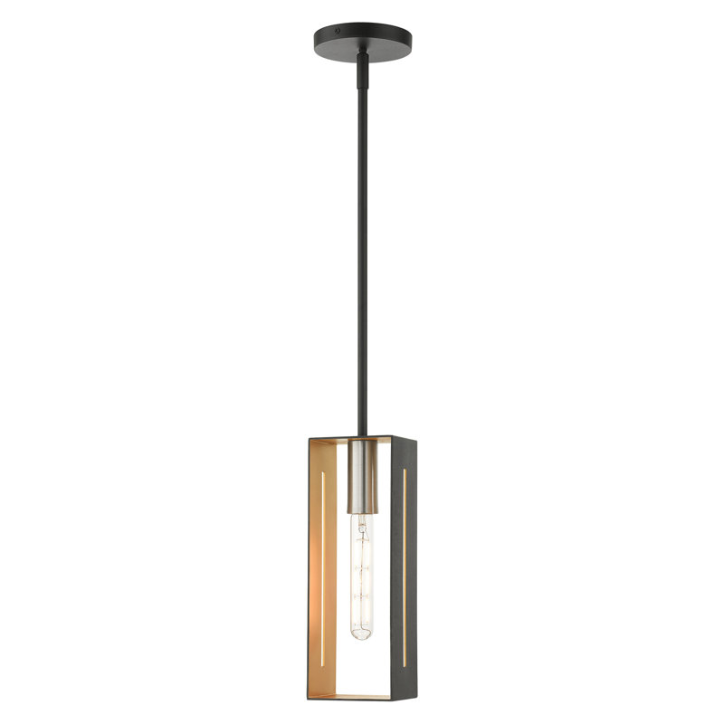 Luminaire suspendu simple à 1 lumière Columbus, Noir texturé