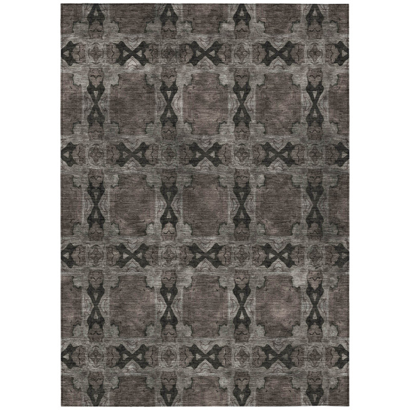 Getchell Washable Floral Indoor / Outdoor Rug, Rectangle 9' x 12'