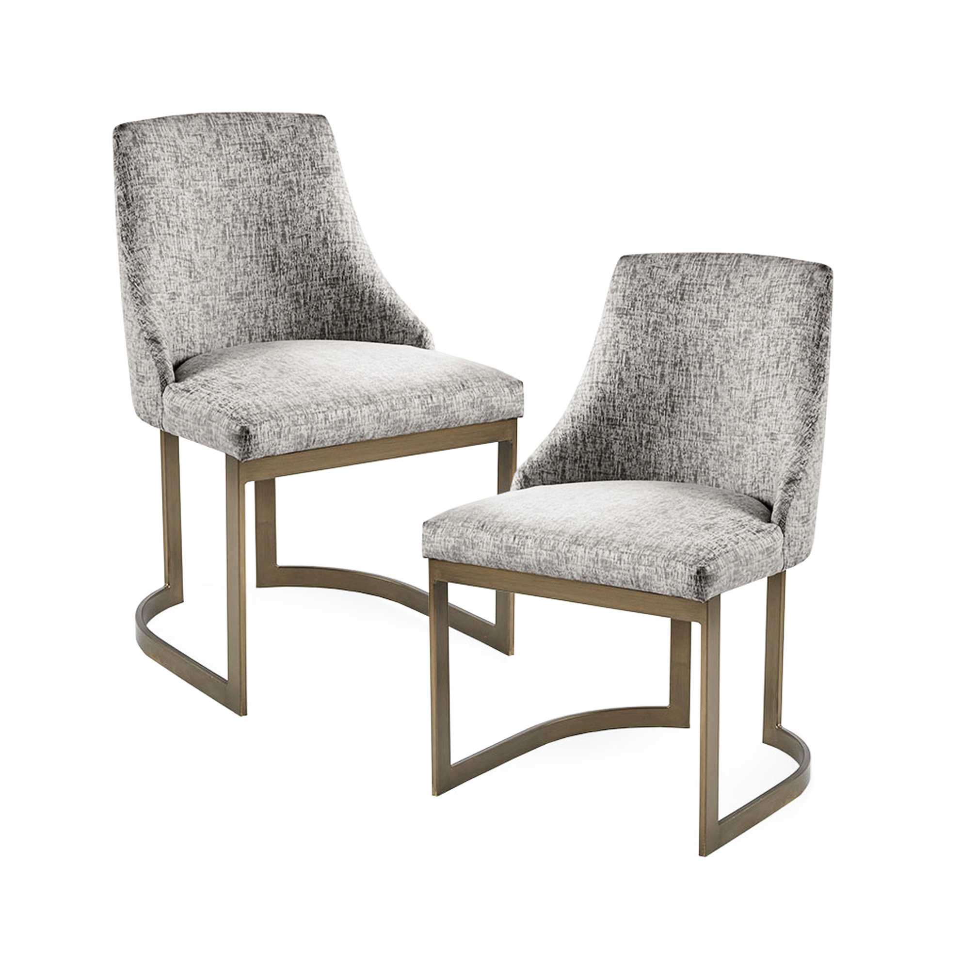 Hokku Designs 2 Dining Chairs, Metal Structure With Grey Upholstery ...