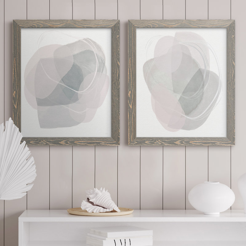 River Jewels I - ensemble de 2 peintures sur toile encadrées, H 20 po x l 34 po x P 1,5 po, Encadré gris