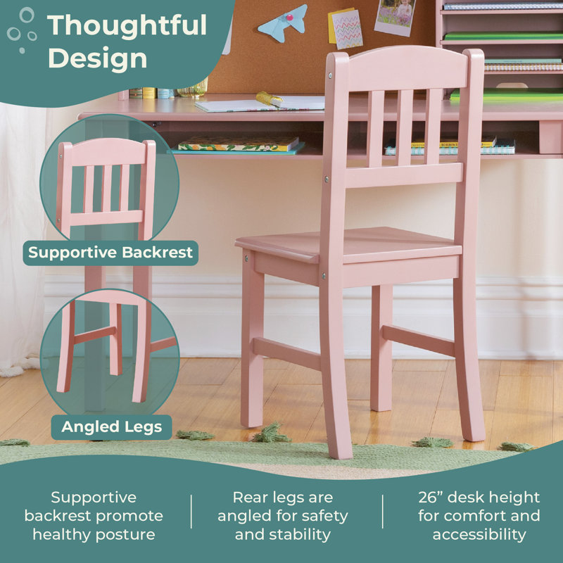 Kids Media Desk Hutch and Chair Set, Pink