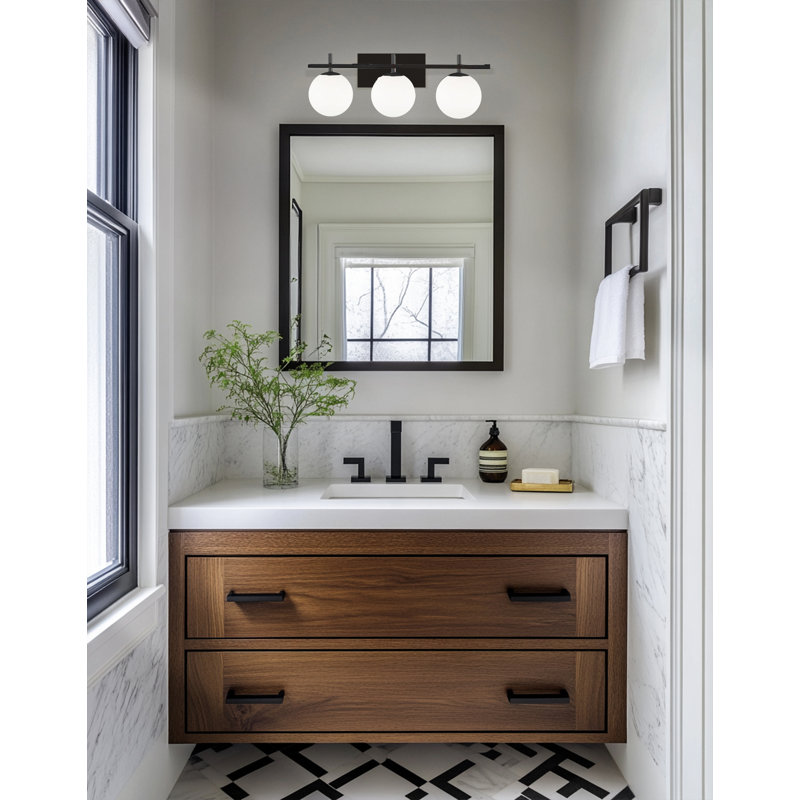 Éclairage pour meuble-lavabo à intensité variable 3 lumières Kadric, Noir mat
