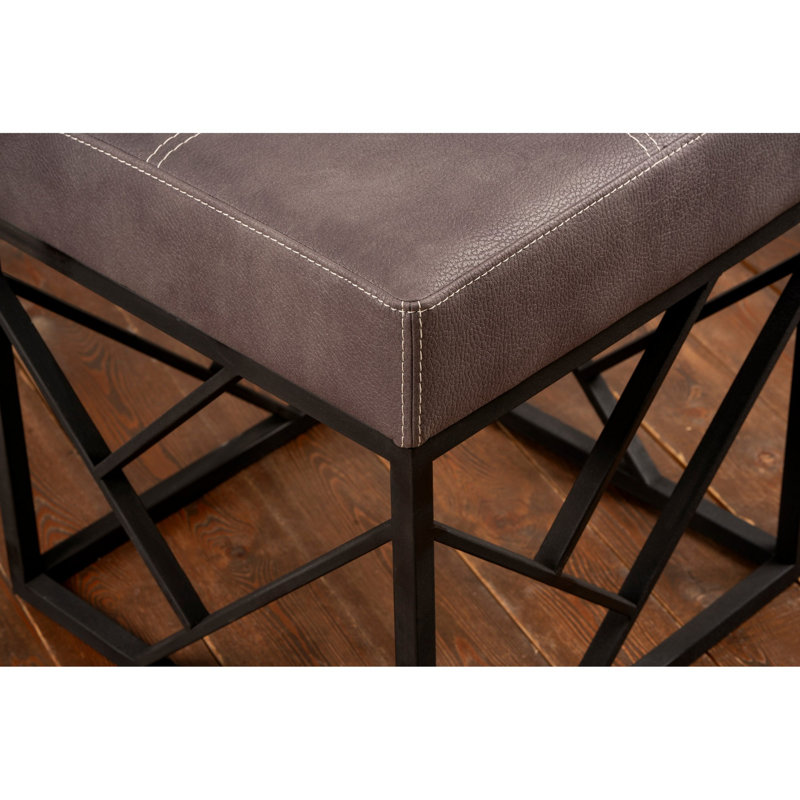 Industrial-Style Pouffe with Metal Legs, Anthracite, 18.1 x 17.3 x 18.1 inches | 32 DNS Foam for Comfort | Easy Clean Fabric | Perfect for Living Room, Office, and Modern Decor