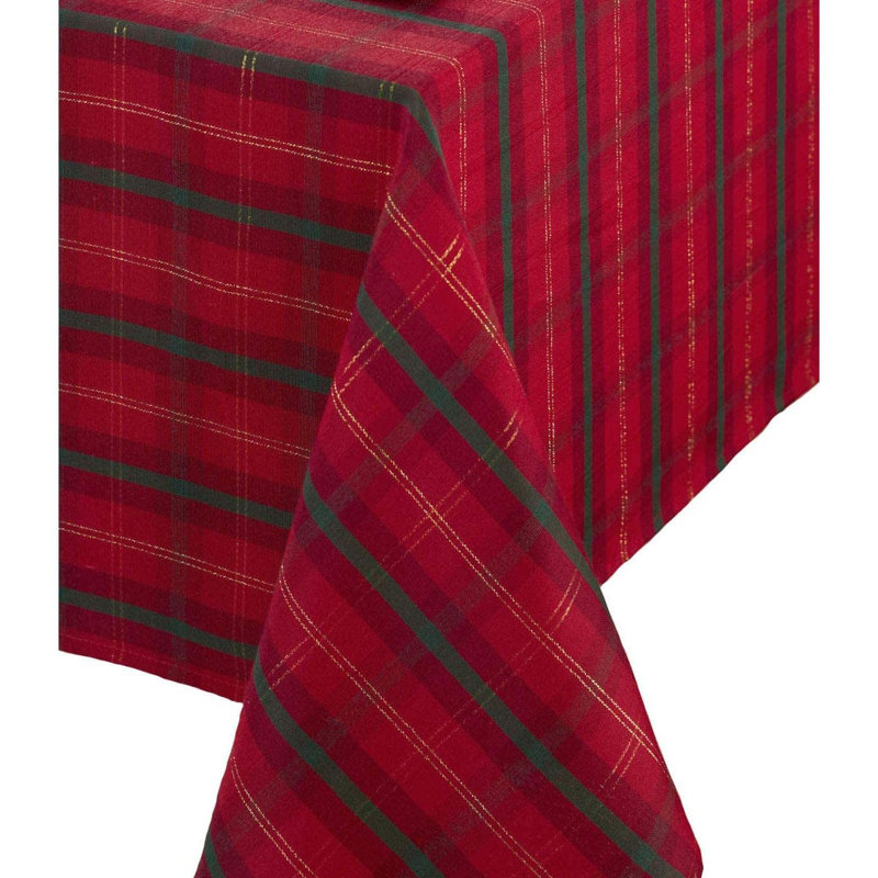 Christmas Scottish Tartan Tablecloth and Pack of 8 Napkins, 132cm W x 288cm L