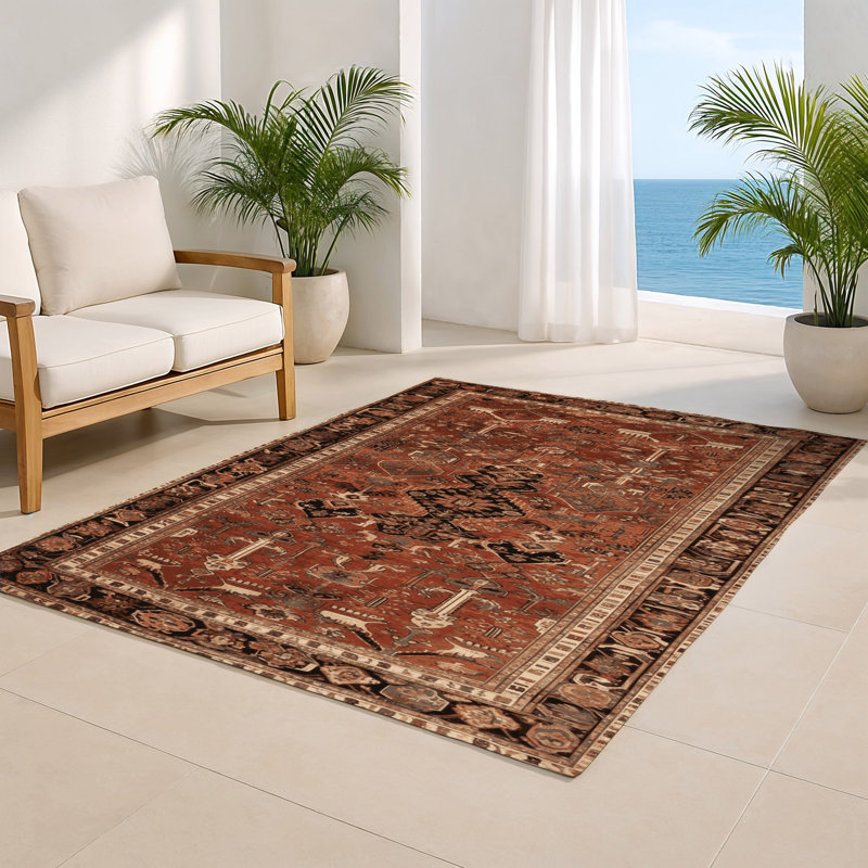 Tapis d'intérieur et d'extérieur brun Persian, Rectangle 9 pi x 12 pi