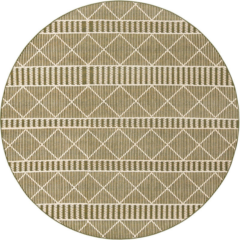 Arthur-James Washable Striped Indoor / Outdoor Rug, Round 7'10"