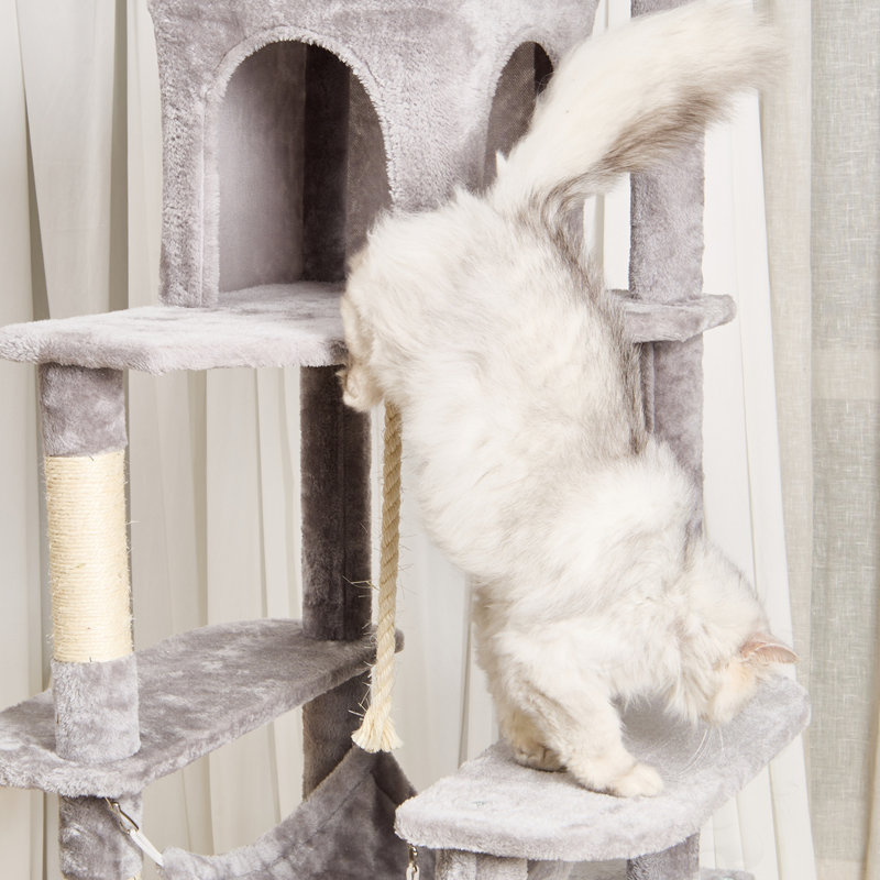 Arbre à chat avec 2 grattoirs, H 18,5 po x l 22,05 po x P 9,84 po, Gris clair