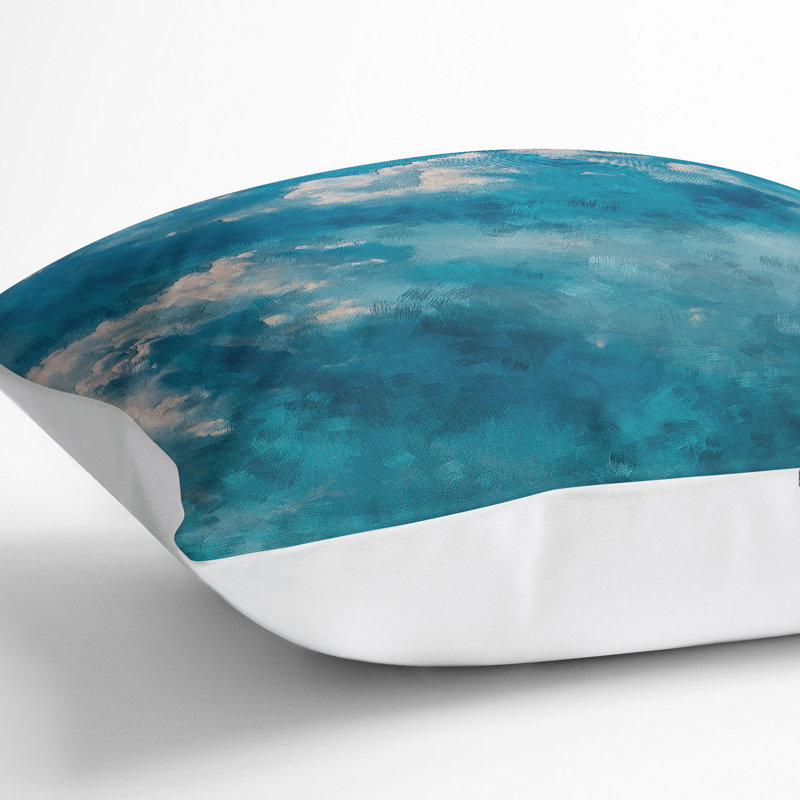 Light Through the Clouds Painting Cushion with Filling, 40cm H x 40cm W x 15cm D, White