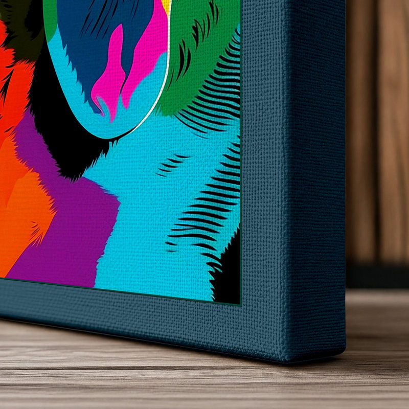 Vibrant Basset Hound Modern - Print, 24x16 - 61.0 x 40.6 cm, Teal Border