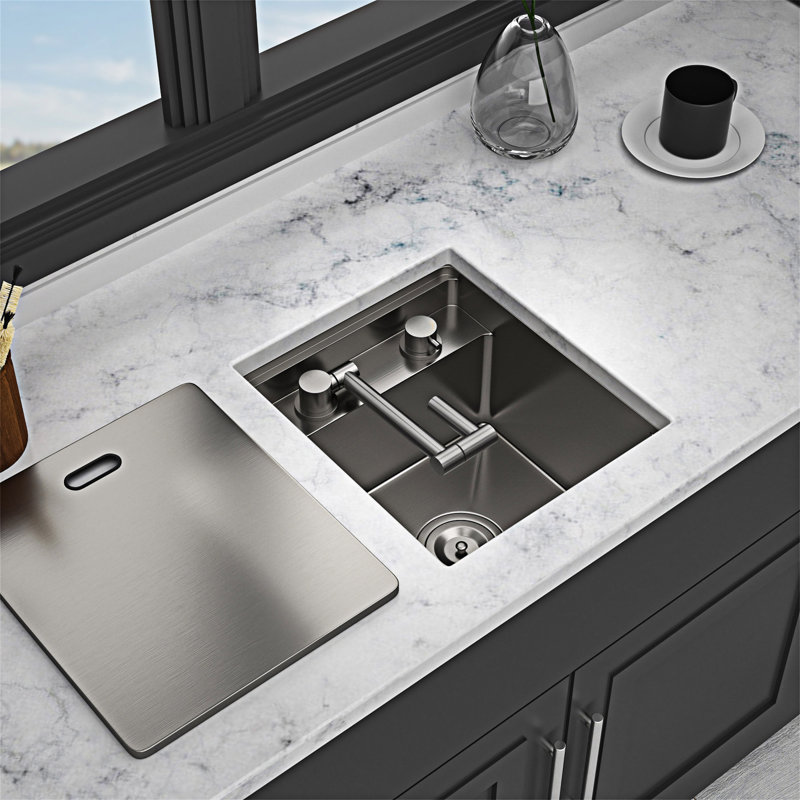 Évier de cuisine encastré simple avec robinet pliant