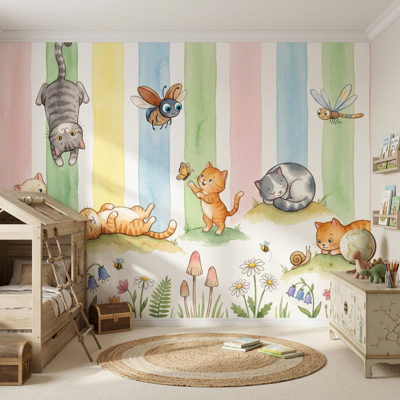 Papier peint botanique Meadow Flowers, 160 po x 108 po, Peler et coller