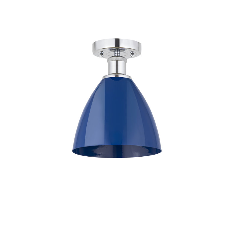 Amylee Semi Flush Mount, Polished Chrome, 9.63" H x 7.5" W x 7.5" D, Blue