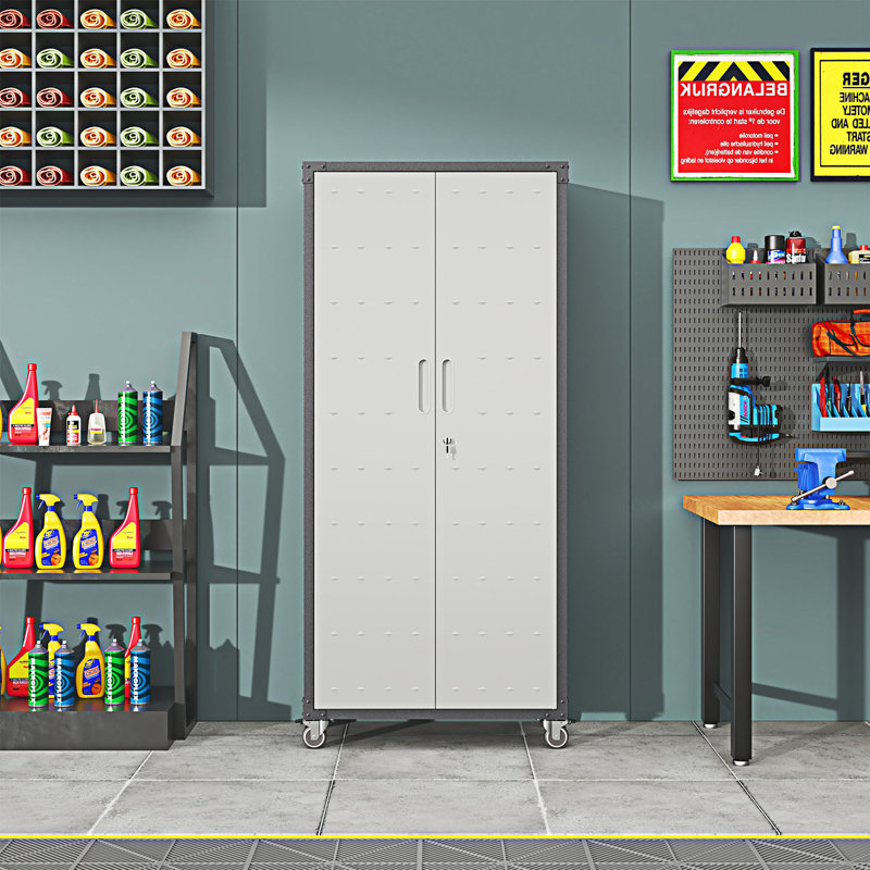 Metal Garage Storage Cabinet With Wheels, Storage Cabinet, Entryway Cabinet