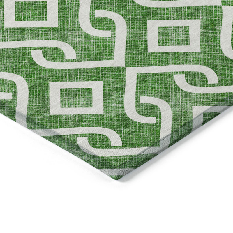 Tapis intérieur lavable à motif géométrique ivoire 5 pi x 8 pi
