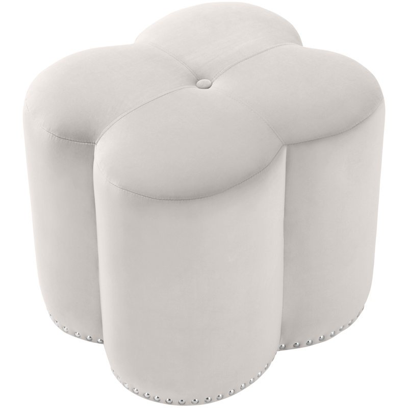 Repose-pieds en velours 19 po Clovis, Velours crème