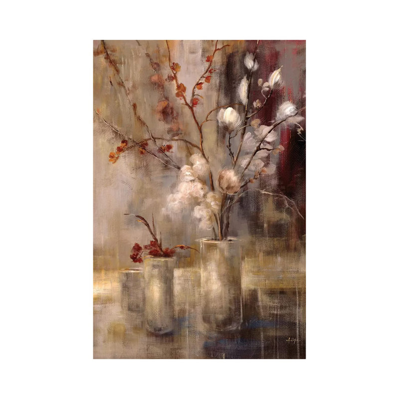 «Silver Floral» par Simon Addyman - reproduction d'art, Toile tendue, H 18 po x l 12 po x 1,5 po