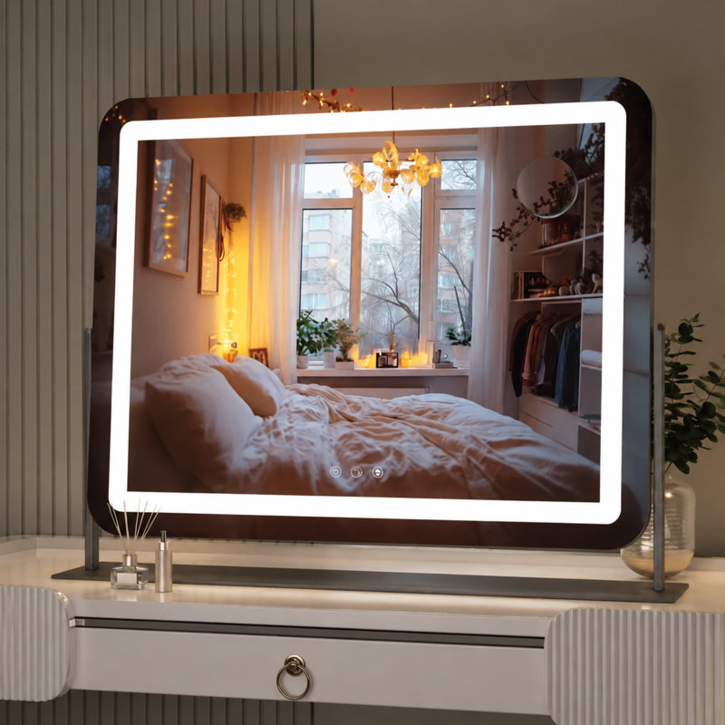 Brodowsky LED Bathroom & Vanity Mirrors, Dimmable Vanity Mirror with 1-Year Warranty, Black, 24.2" x 18.9"