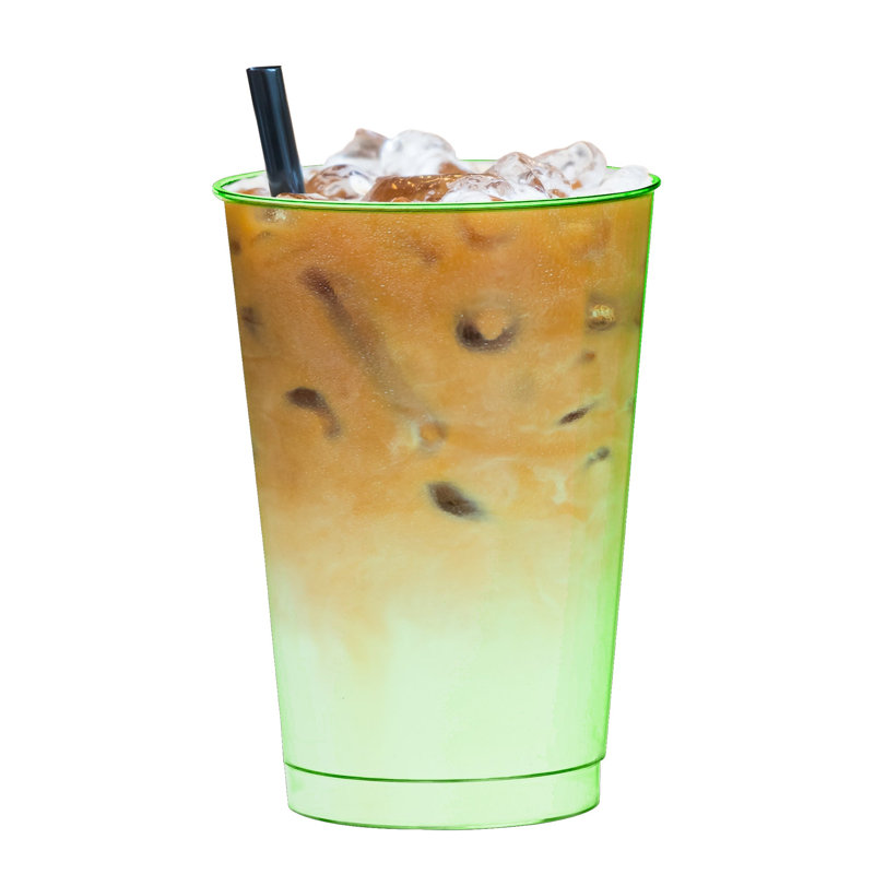 Gobelets de fête jetables en plastique vert transparent (35 cl) - 240 gobelets
