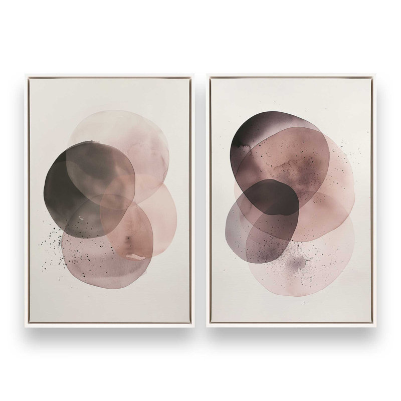 Ensemble de 2 roses ombrées, Cadre flottant blanc opaque, H 19 po x l 26 po