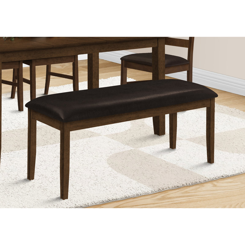 48" Rectangular Bench With Solid Wood Construction - Brown Upholstery In Color Frame, Faux Leather