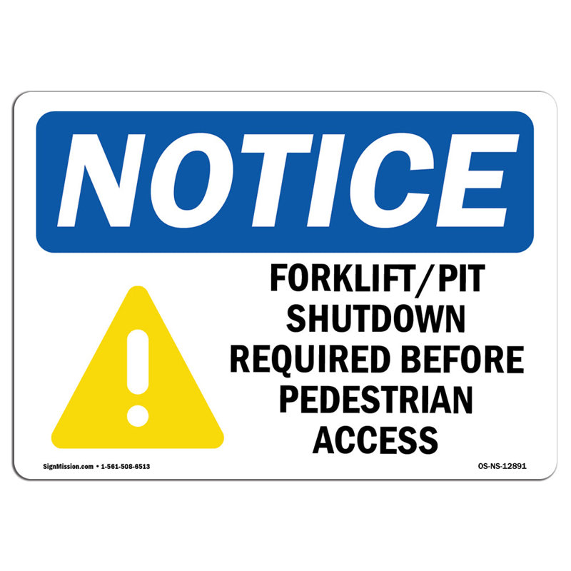 Forklift Pit Shutdown Required Sign