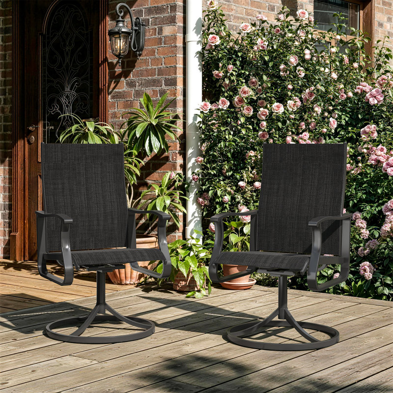 Ensemble de 2 fauteuils de patio pivotants (ensemble de 2), Noir / Noir