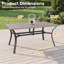 Table de salle à manger rectangulaire en acier pour patio, 160 cm (L) x 96 cm (P), avec trou pour parasol-1605270428-1605270431