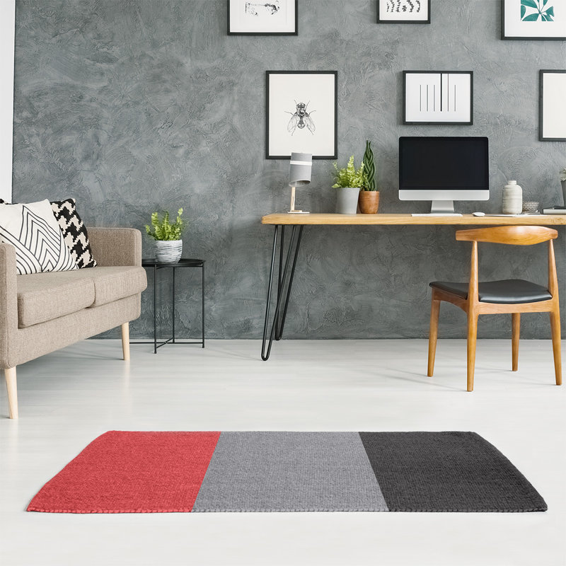 Tapis rouge à rayures de hockey national, Rectangle 2 pi x 3 pi, Oui