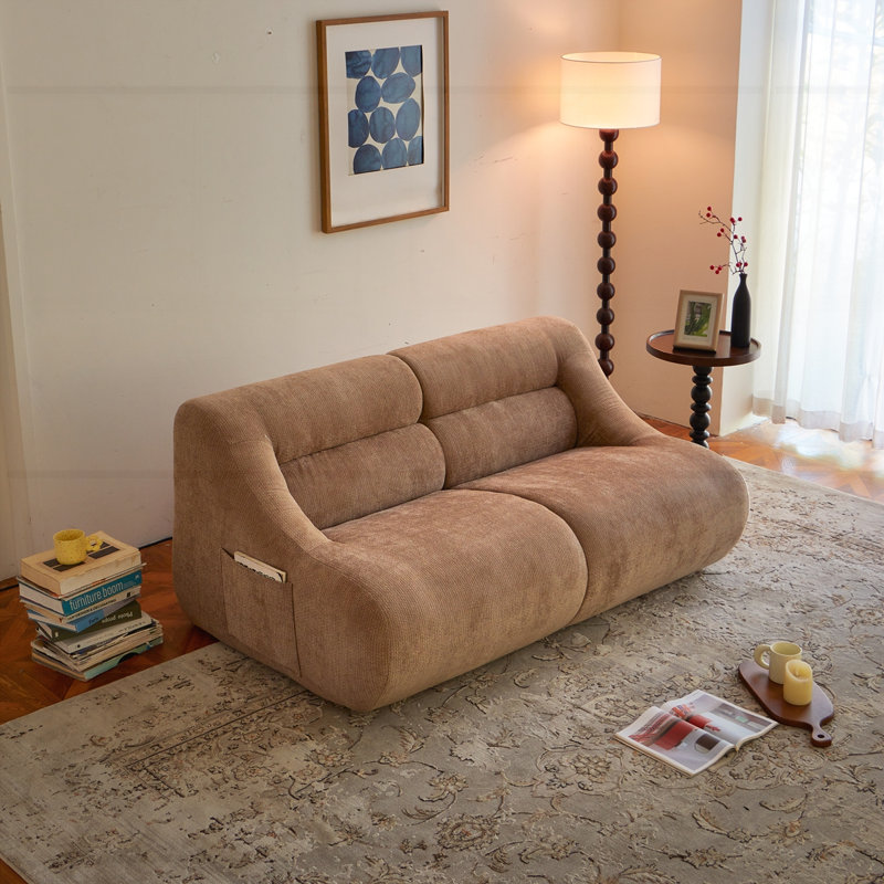 Canapé profond à assise profonde avec tissu chenille, Brun