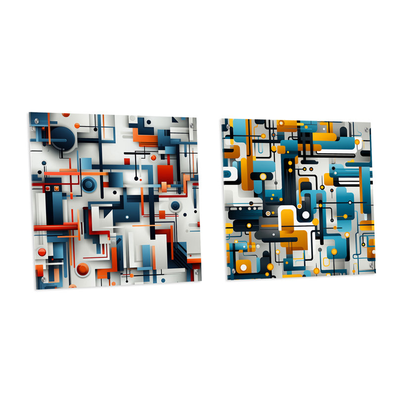 Cordai - Ensemble de 2 verres muraux géométriques abstraits en acrylique, H 16 po x l 33 po